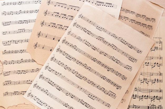 Close-up music sheet with notes