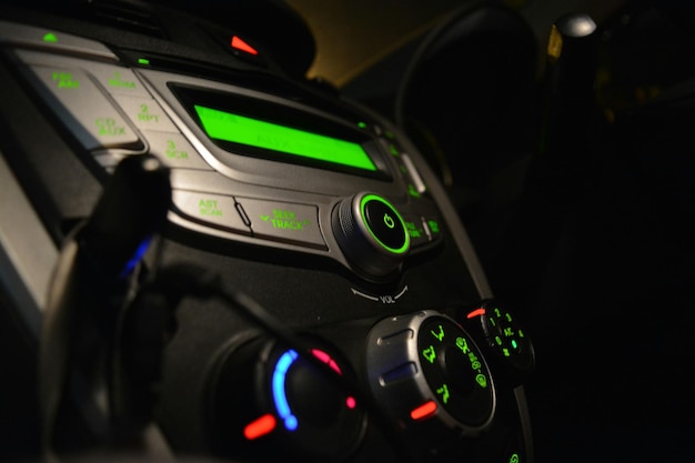 close-up of musical equipment in car
