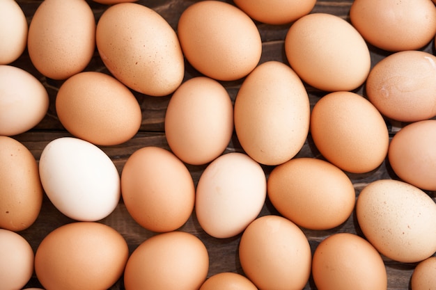 Close up on natural hen eggs