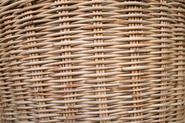 Close up of a natural wicker basket.