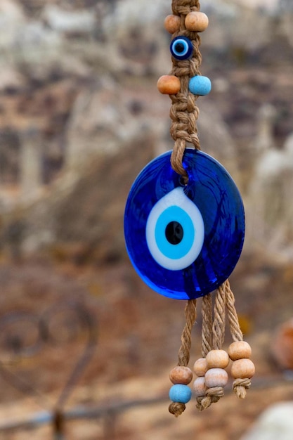 Close up of nazar or an eyeshaped amulet believed to protect against evil eye