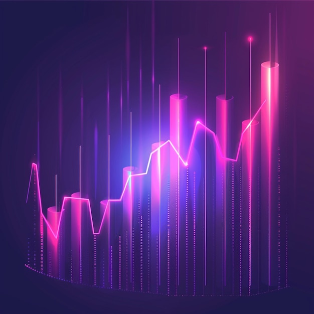 Photo a close up of a neon colored graph on a dark background generative ai