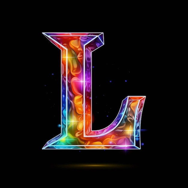 Photo a close up of a neon colored letter with a black background generative ai