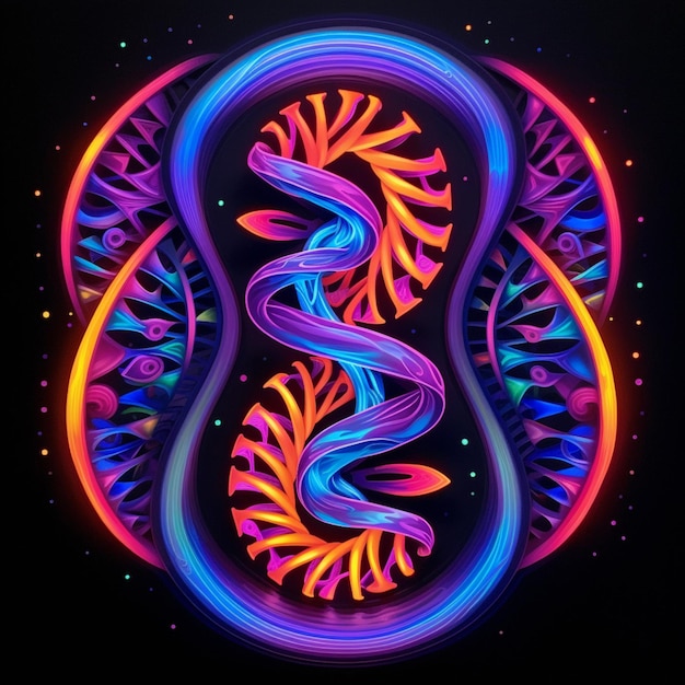 Photo a close up of a neon colored snake in a circle generative ai