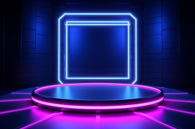 a close up of a neon frame in a dark room generative ai