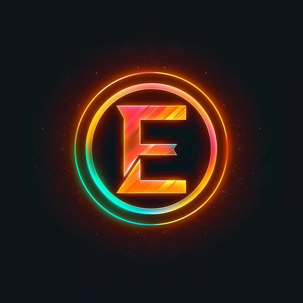 Photo a close up of a neon letter e in a circle generative ai