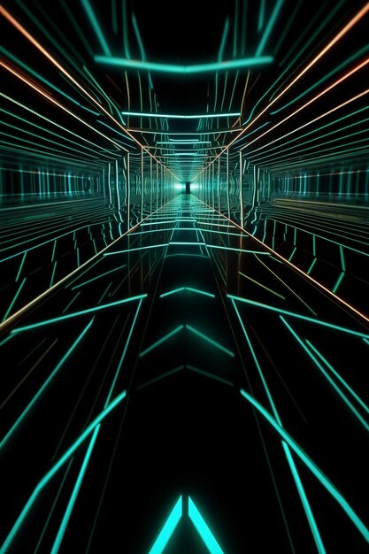 A close up of a neon tunnel with a black background generative ai