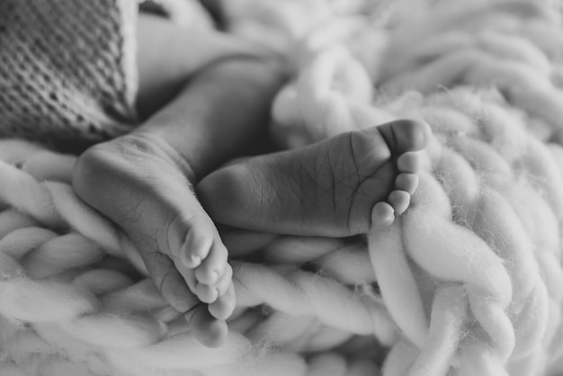 Close up on newborn baby feet