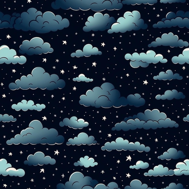 A close up of a night sky with clouds and stars generative ai