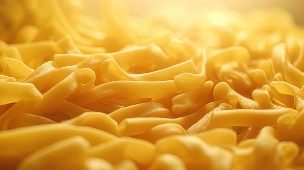 close up of the noodles in golden strands in the style of film video