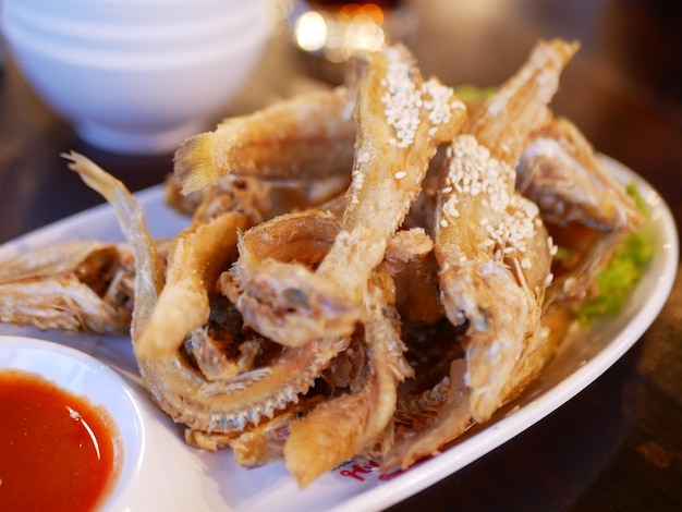 Close-up of noodles served on table