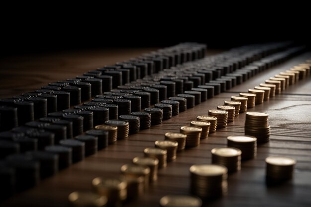 A close up of a number of coins on a black background