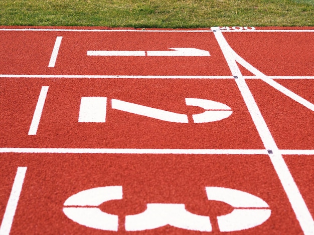 Photo close-up of numbers on running track