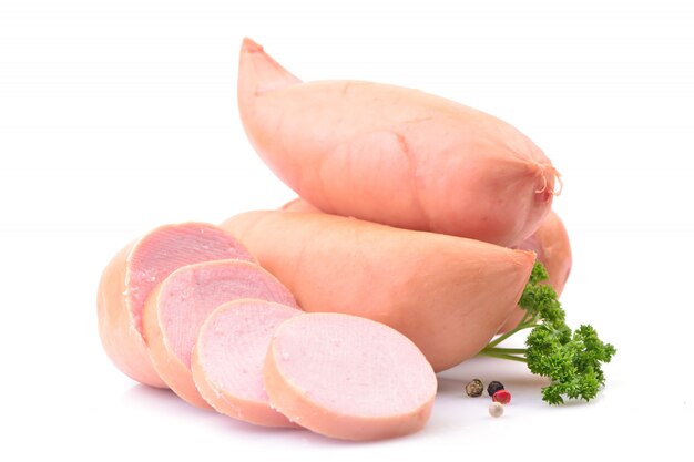 Close up o pork sausages isolated