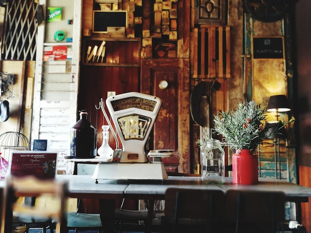 close-up of objects on table in store