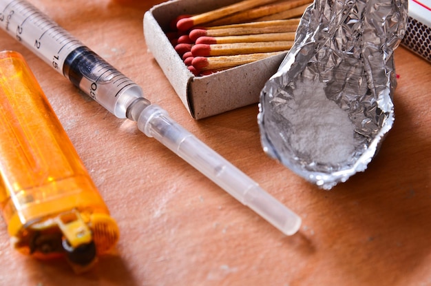 Close-up of objects on table