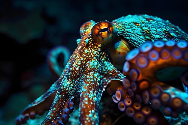 a close up of an octopus on a coral