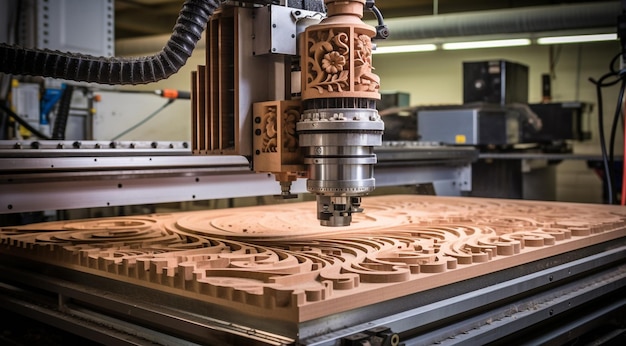 Фото Близкий взгляд на cnc-машину cnc-машине в действии cnc-машина работает