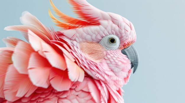 Фото Близкий взгляд на розовую птицу на ярко-голубом фоне идеально подходит для тематики природы и дикой природы