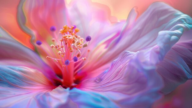 写真 ピンクの花と巻く煙のクローズアップ 空の美しい芸術