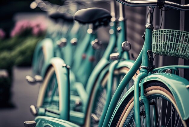 写真 自転車の列のクローズ アップ