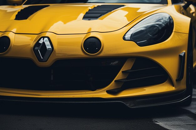 Фото close up of a sports cars front splitter with carbon fiber detailing