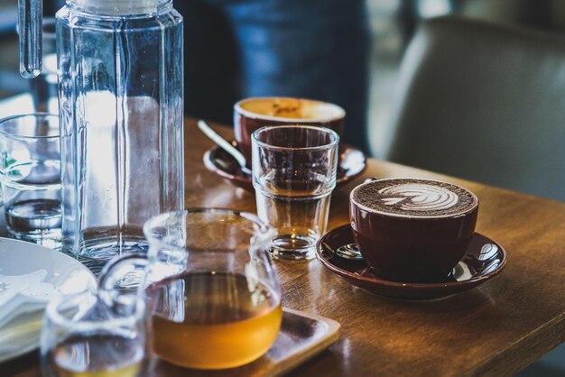 写真 テーブルの上のコーヒーのクローズアップ