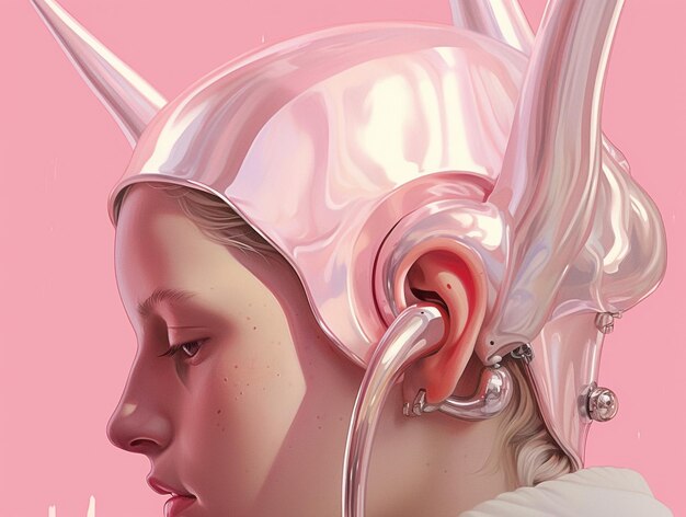 Фото Крупный план уха с украшением женского персонажа