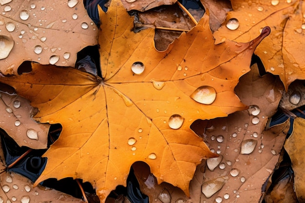 사진 방울 으로 인 가을 에 땅 에 떨어지는 잎 들 의 근접 사진