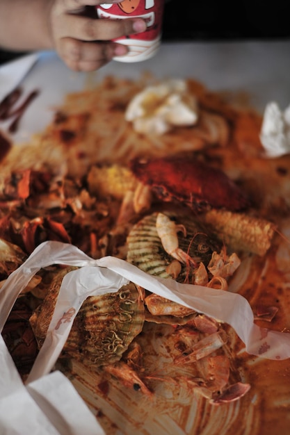 写真 テーブルの上の食べ物のクローズアップ