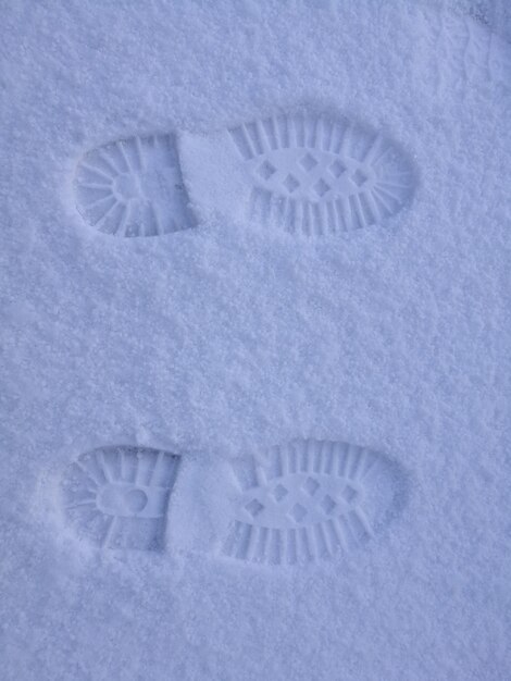 写真 雪上の足跡のクローズアップ