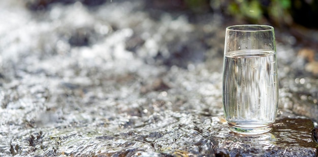 写真 水のグラスのクローズアップ