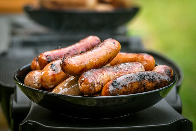 写真 バーベキュー・グリルの肉のクローズアップ