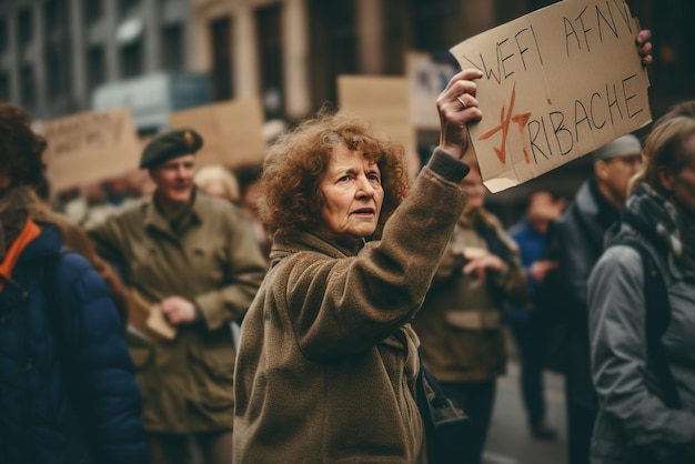 Фото Люди собираются, чтобы держать плакаты в знак протеста против войны, объединяя активистов за глобальный мир и справедливость, выступающих за гуманитарные права.