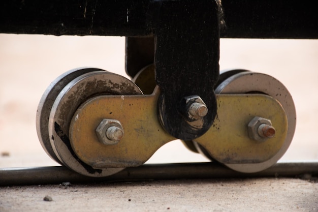 写真 びた車輪のクローズアップ