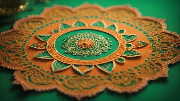 Фото Крупный план ткани в традиционном тайском стиле на зеленом фоне
