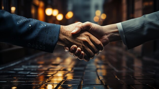 写真 握手する2人のビジネスマンの接写