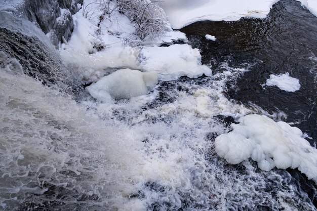 Фото Ближайший план воды с льдом