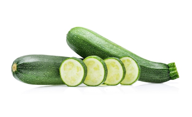 Фото Близкий план zucchini на белом фоне