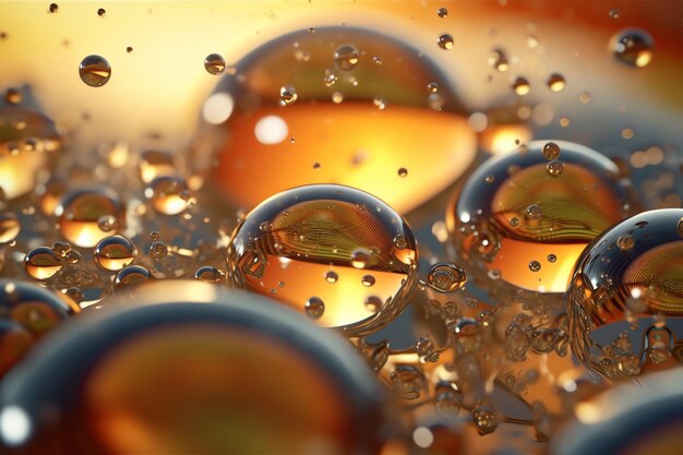 A close up of oil bubbles