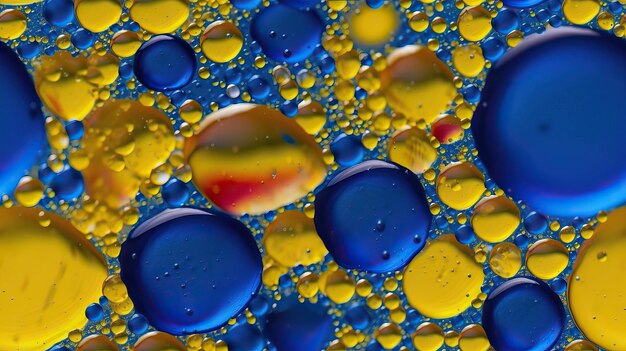 A close up of oil drops on a colorful oil painting.