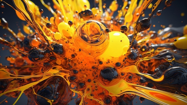 A close up of a oil liquid with black and orange color