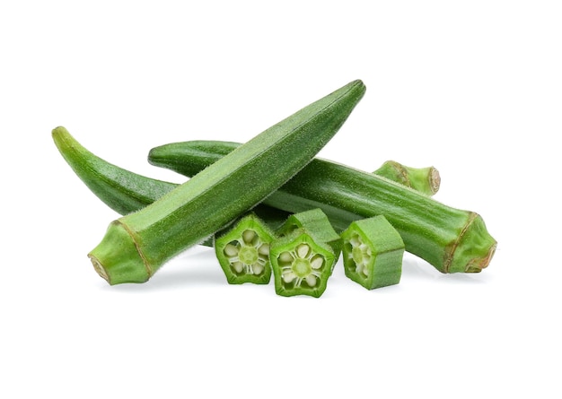  바탕 에 있는 오크라 의 클로즈업
