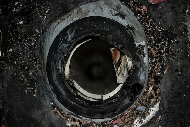 Close-up of old abandoned pipe