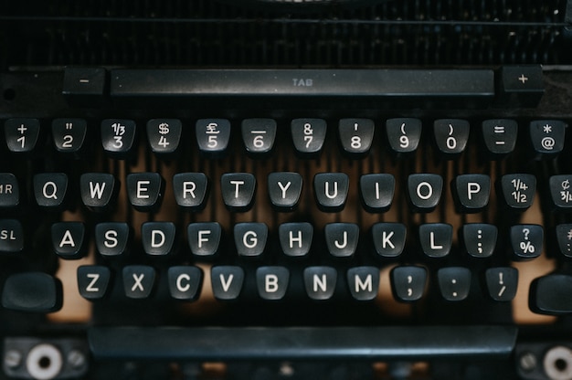 Close-up Old black typewriter