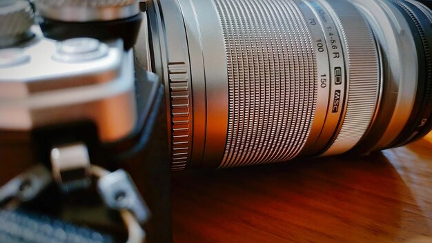 close-up of old camera