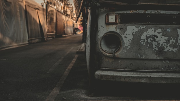 Close-up of old car