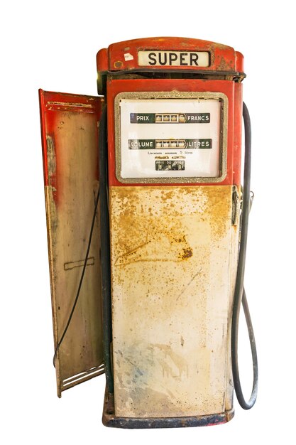 Photo close-up of old gas station against white background