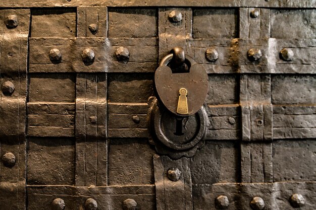 Close-up of old metallic door