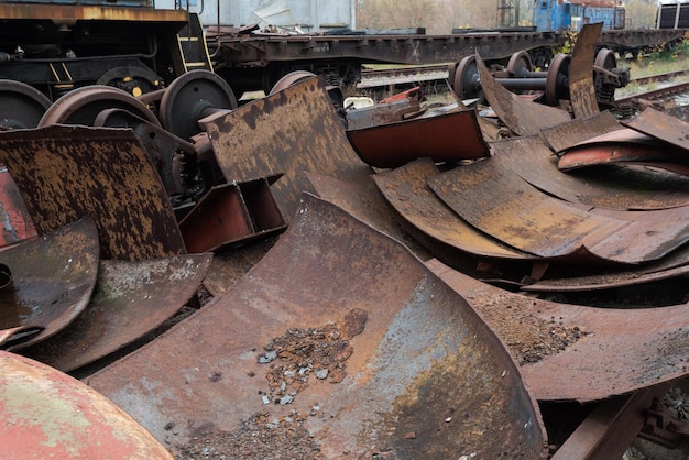 Close-up of old rusty metal parts